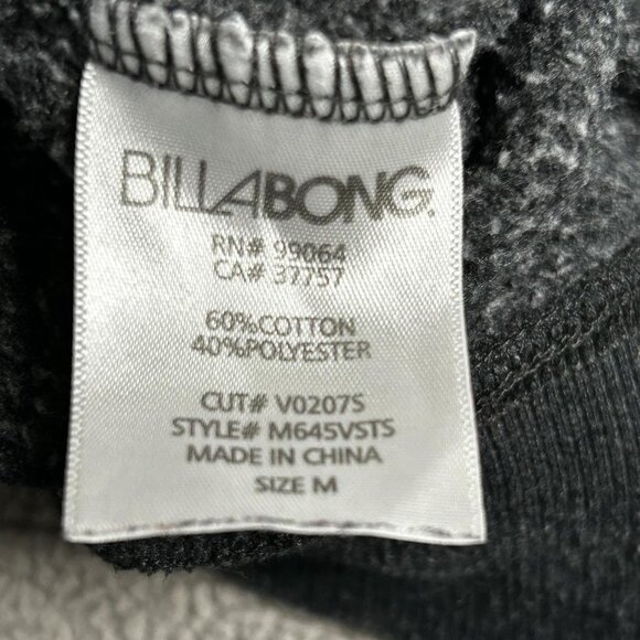 Billabong Hoodie Mens Medium Charcoal Gray Graphic Pullover Fleece Y2K Surf - Picture 7 of 14